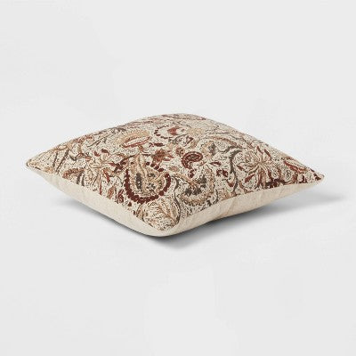  18"x18" Traditional Paisley Square Decorative Pillow Beige/Brown - Threshold™