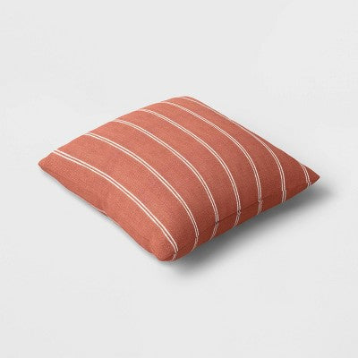  2pk Square Cotton Woven Stripe Throw Pillows Rust/Ivory- Threshold™