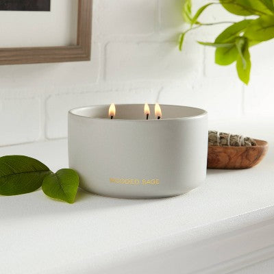  15oz Ceramic Jar 3-Wick Black Label Wooded Sage Candle - Threshold™