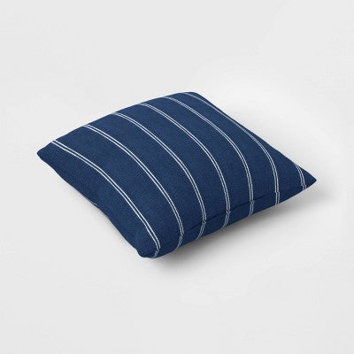  2pk Square Cotton Woven Stripe Throw Pillows Navy/Ivory - Threshold™