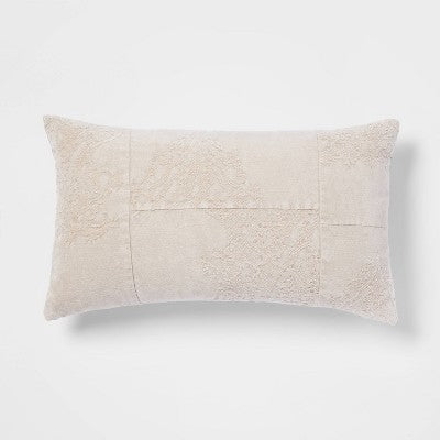  Oversized Washed Pieced Chenille Lumbar Throw Pillow - Threshold™