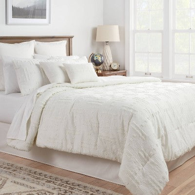  8pc Tufted Broken Stripe Comforter Bedding Set White - Threshold™