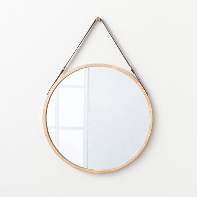  26" Wood Mirror With Pleather Strap Hanger - Threshold™ Designed With Studio McGee