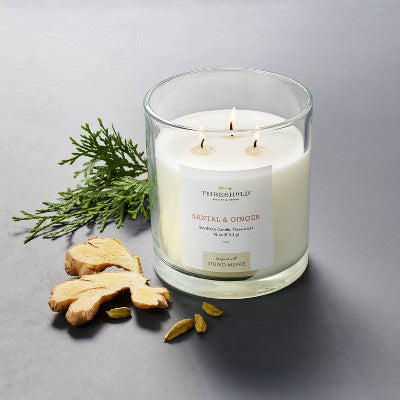  Clear Glass Santal & Ginger Candle White - Threshold™ Designed With Studio McGee