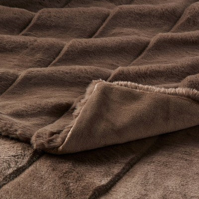  55"x80" Faux Fur Ribbed Bed Throw - Threshold™
