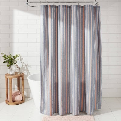  Seersucker Waffle Shower Curtain Blue - Threshold™