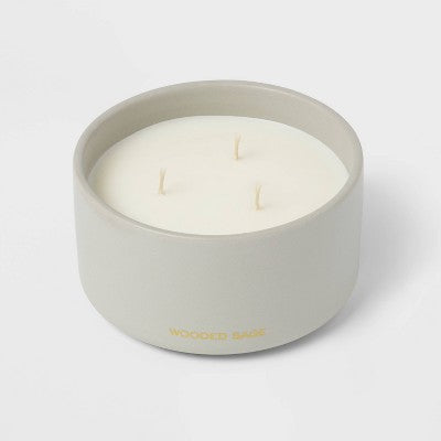  15oz Ceramic Jar 3-Wick Black Label Wooded Sage Candle - Threshold™