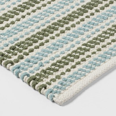  20"x32" Chenille Striped Bath Rug Dark Green - Threshold™
