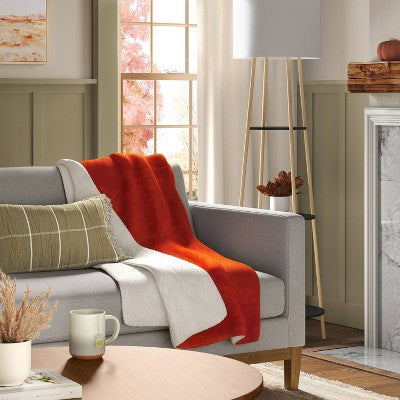  Solid Printed Plush With Shearling Reverse Throw Blanket - Threshold™