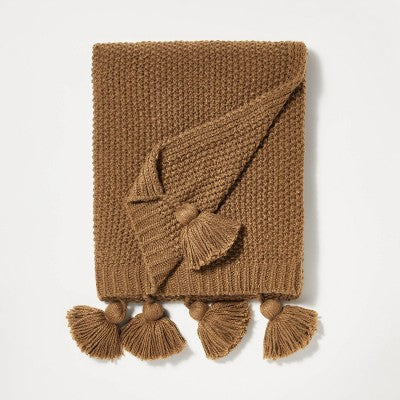  Knit Throw With Pom Tassels Throw Blanket - Threshold™ Designed With Studio McGee