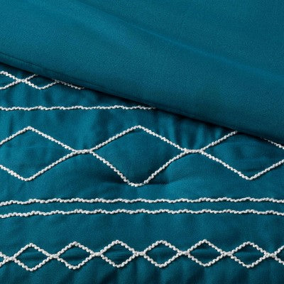  5pc Diamond Stitch Comforter Bedding Set Dark Teal Blue - Threshold™
