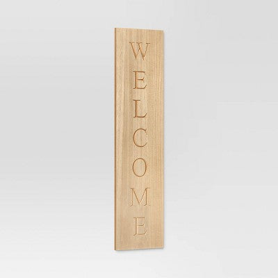  40"x10" Reversible Wood Leaner - Threshold™: Farmhouse Style MDF Vertical Decor With Rustic Quote Adage Saying