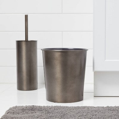  Aluminum Toilet Brush And Holder Set With Aged Metal Finish Gray - Threshold™