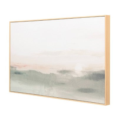  47" X 24" Haze Framed Wall Canvas - Threshold™: Modern Abstract Digital Art, Beige Frame