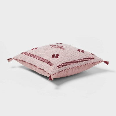  Cactus Silk Woven Square Diamond Dec Pillow Mauve - Threshold™: Indoor Cotton Fabric, Polyester Filled, Textile Design