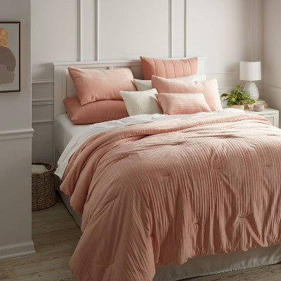  8pc Luxe Velvet Comforter Set Salmon Pink - Threshold™