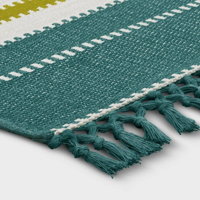  5'x7' Textural Stripe Rectangular Woven Outdoor Area Rug Light Green - Threshold™