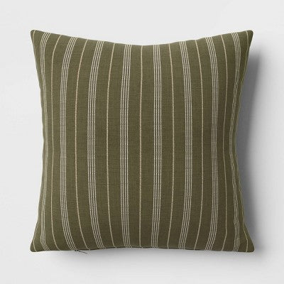  Cotton Flax Woven Striped Square Throw Pillow - Threshold™