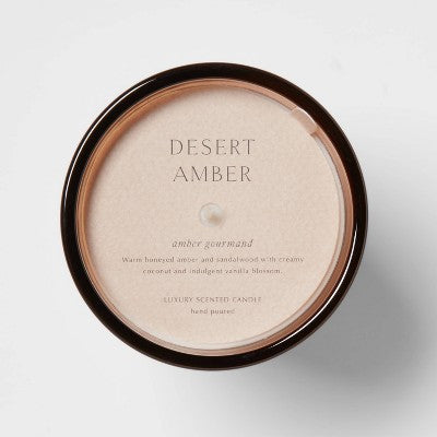  Colored Vase Glass With Dustcover Desert Amber Candle Brown - Threshold™