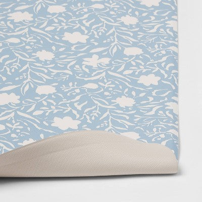  60" X 20" Floral Comfort Runner Mat Blue - Threshold™