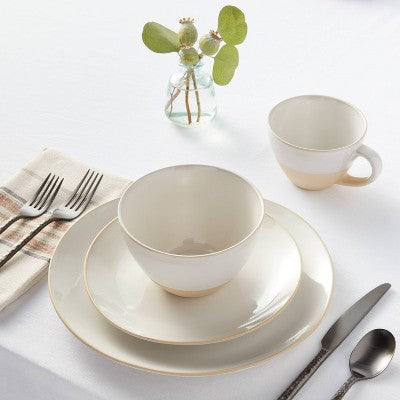  16pc Stoneware Wethersfield Dinnerware Set White - Threshold™