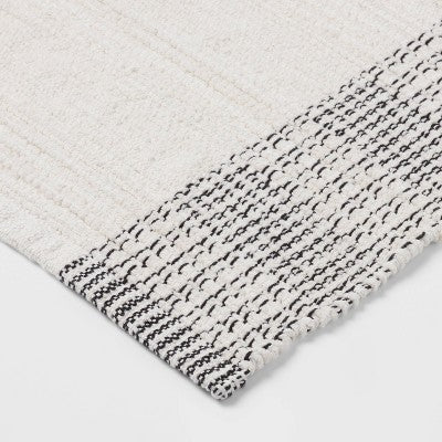 24"x36" Oversized Modern Chenille Bath Rug Black/White - Threshold™