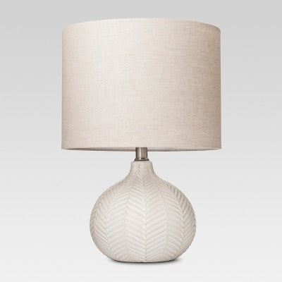  Textured Ceramic Accent Lamp Cream - Threshold™: Herringbone Pattern, No Bulb Included, UL Listed