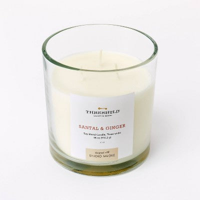  Clear Glass Santal & Ginger Candle White - Threshold™ Designed With Studio McGee