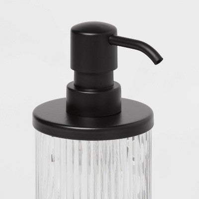  Ribbed Glass Soap Pump Black - Threshold™