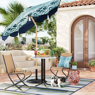  7'x10' Stripe Outdoor Rug Blue/Green - Threshold™