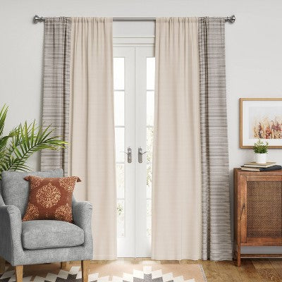  1pc 50"x84" Blackout Woven Stripe Border Window Curtain Panel Black - Threshold™