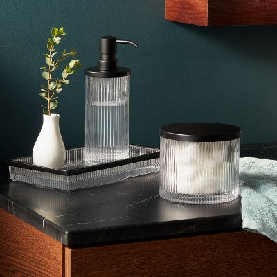  Ribbed Glass Canister Black - Threshold™