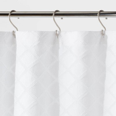  Dyed Clipped Diamond Shower Curtain White - Threshold™