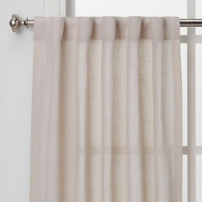  2pk 42"x36" Light Filtering Bonaire Curtain Tiers Beige - Threshold™