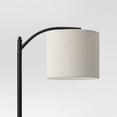  Downbridge Floor Lamp With Shade Black/Tan - Threshold™: Ambient Light, Metal Base, Linen Drum