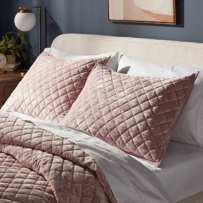  Luxe Diamond Stitch Velvet Quilt Sham - Threshold™
