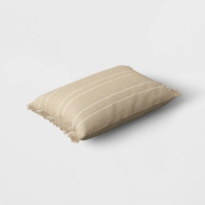  Textured Linen Striped Throw Pillow Neutral - Threshold™