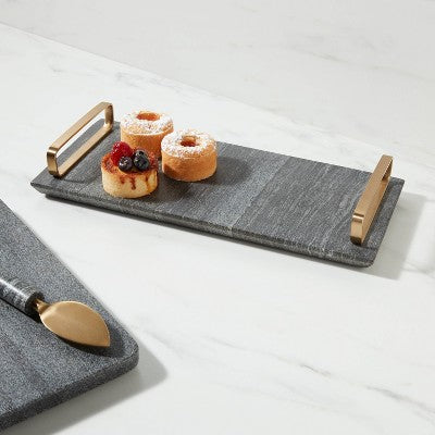  14" X 6" Marble Serving Tray With Handles - Threshold™