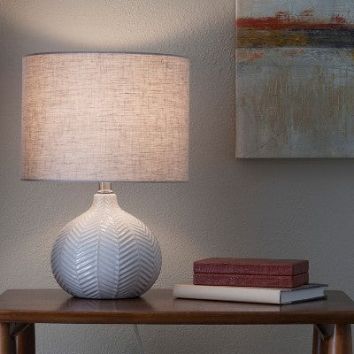  Textured Ceramic Accent Lamp Cream - Threshold™: Herringbone Pattern, No Bulb Included, UL Listed