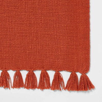  90" X 20" Cotton Textured Table Runner Dark Orange - Threshold™