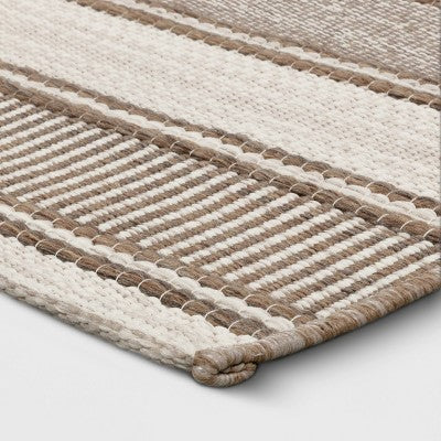  5' X 7' Woven Stripe Outdoor Rug Khaki/Ivory - Threshold™