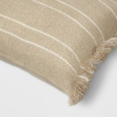  Textured Linen Striped Throw Pillow Neutral - Threshold™