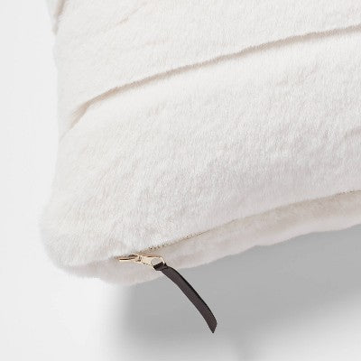  Oversized Oblong Faux Fur Channeled Decorative Throw Pillow - Threshold™