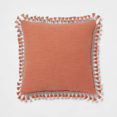  Euro Textured Slub Tassel Decorative Throw Pillow - Threshold™