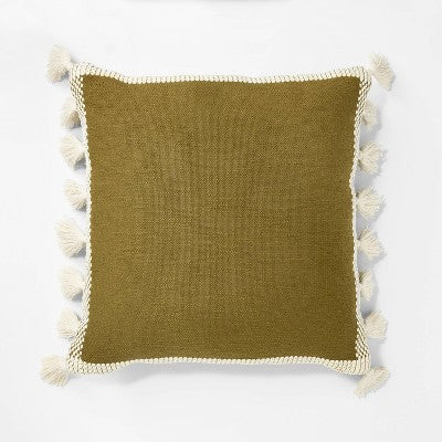  Woven Frame Square Throw Pillow With Side Tassels - Threshold™ Designed With Studio McGee