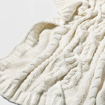  Cable Knit Chenille Throw Blanket - Threshold