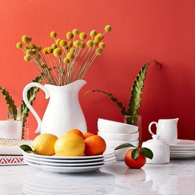  16pc Porcelain Beaded Rim Dinnerware Set White - Threshold™