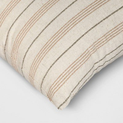  Cotton Flax Woven Striped Square Throw Pillow - Threshold™