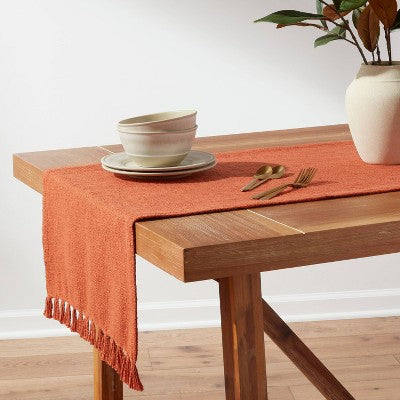  90" X 20" Cotton Textured Table Runner Dark Orange - Threshold™