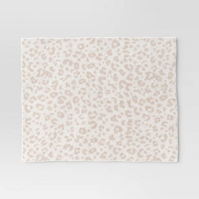  Cozy Feathery Knit Cheetah Throw Blanket Beige - Threshold™